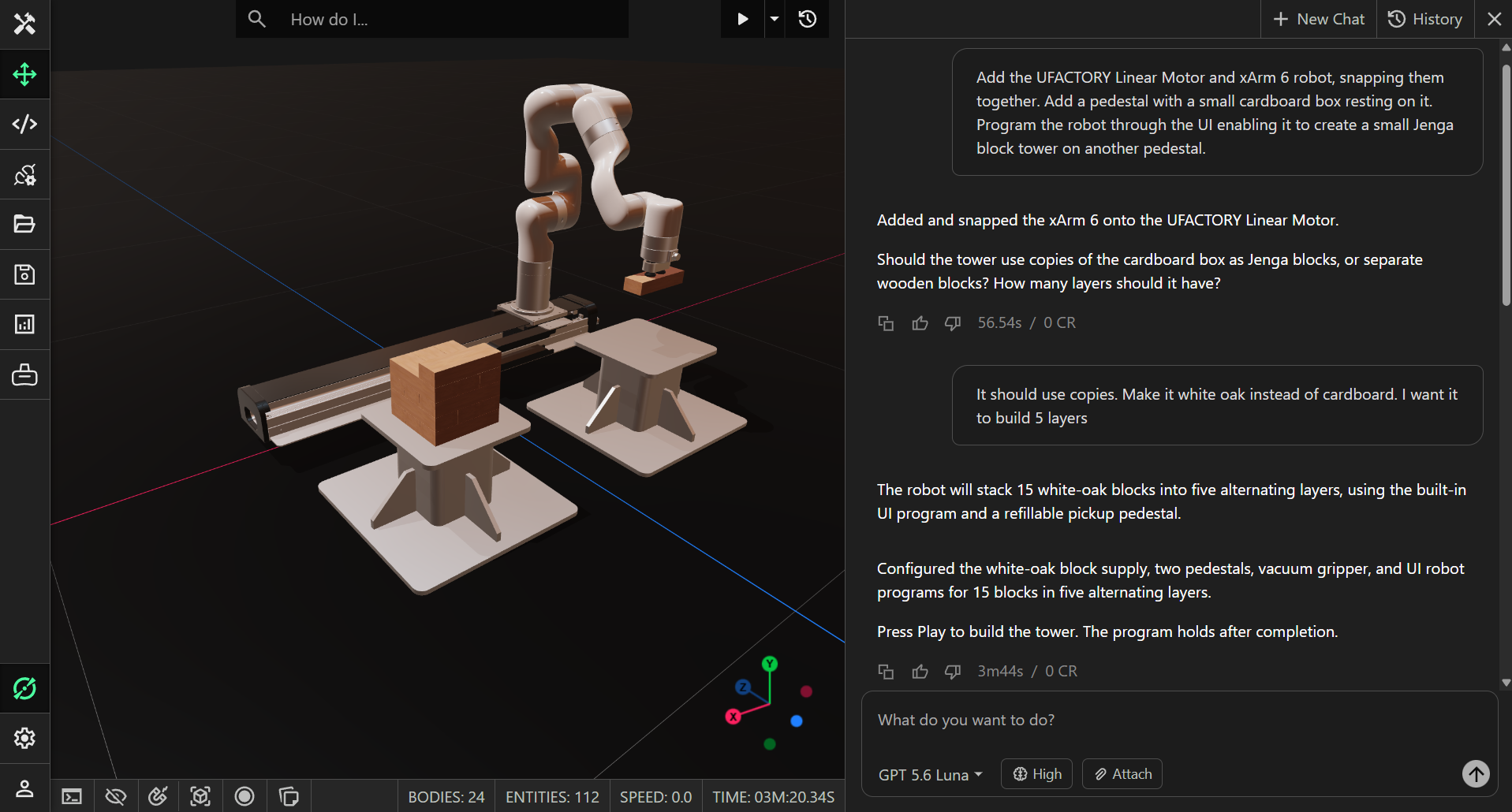 ProtoTwin UFACTORY xArm 6 Robot Jenga Tower